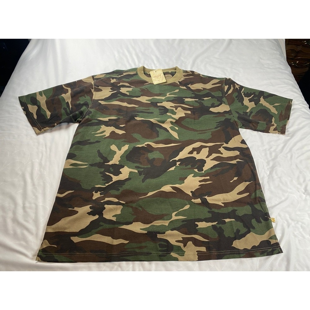 Trust USA Mens 4XL Olive Camo Waffle Knit Thermal Short Sleeve Shirt‎ TL01X NEW